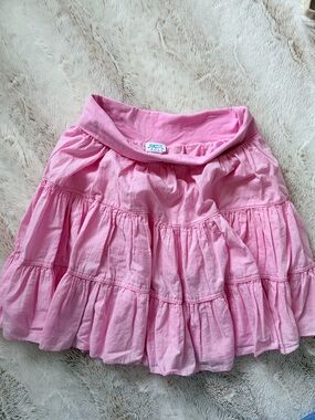 💕 Aqua Rose Pink Girly Tiered Flowy Mini Skirt Swim Cover Up Size Med Balletcore